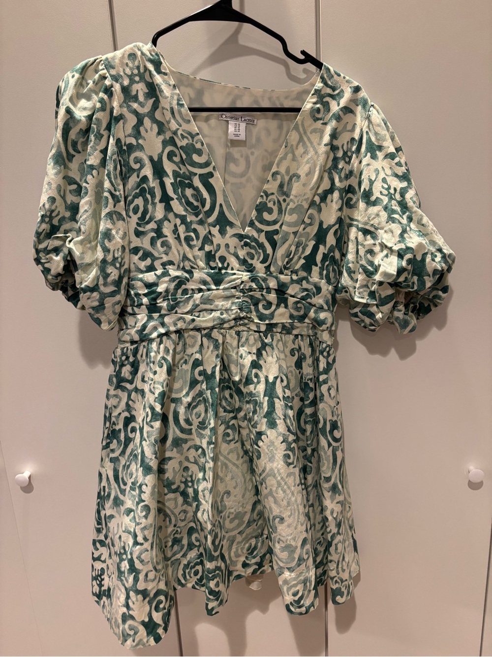 Christian Lacroix Green and Cream Mini Dress